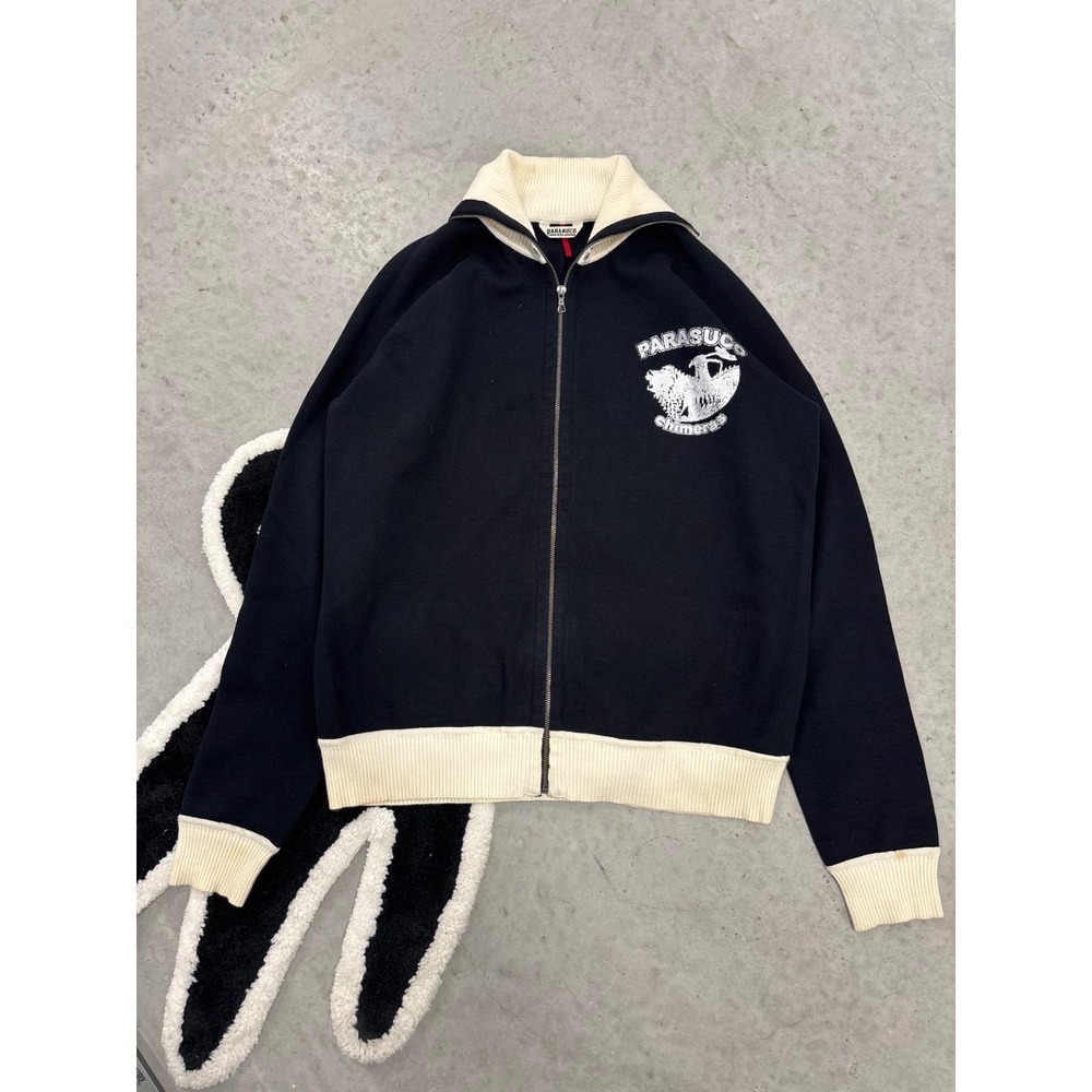 Parasuco Denim Legend Track Jacket Black Cream Chimeras Graphic Full Zip XL
